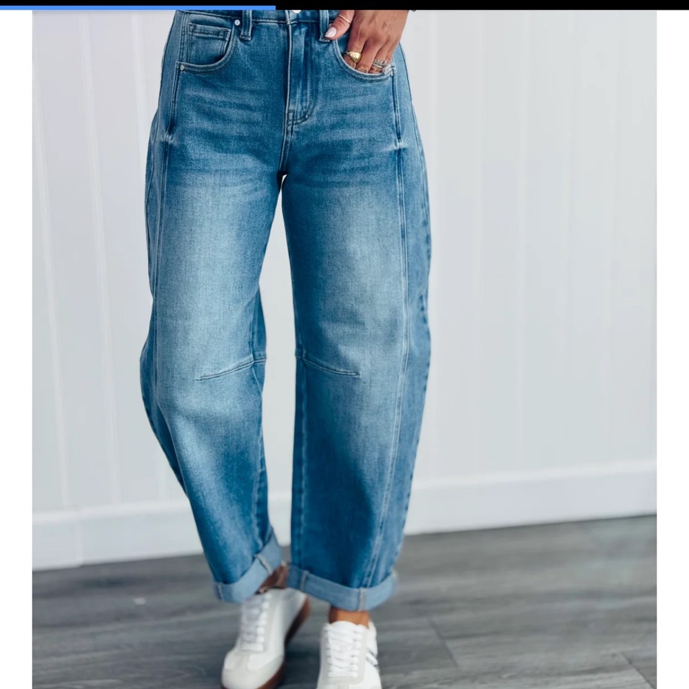Risen Medium Blue Cuffed Jeans